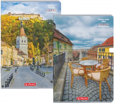 Caiet A4 100 file, hartie 70g/mp FSC mix, dictando, Romania, diverse modele, Herlitz
